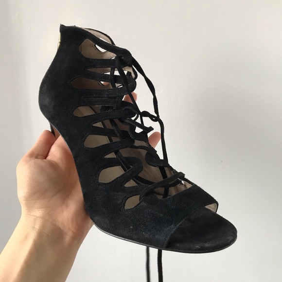Louise et Cie Black Lace-Up Stilettos - Picture 2 of 8
